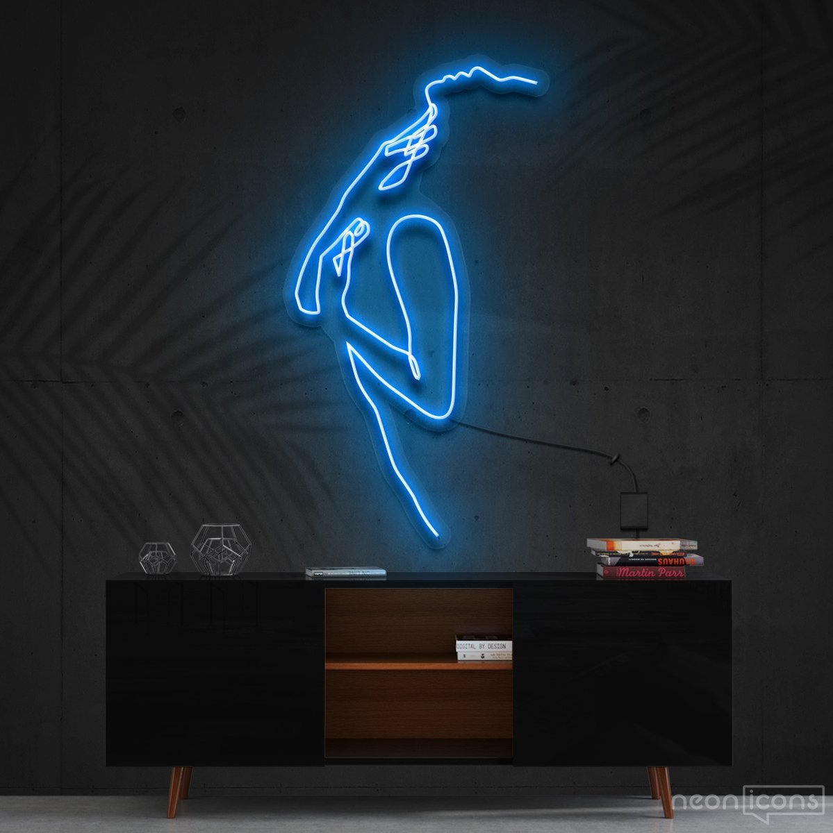 "A Minimalist Touch" Neon Sign 60cm (2ft) / Ice Blue / Cut to Square by Neon Icons