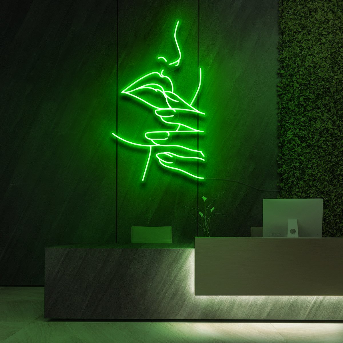 "A Pretty Face" Neon Sign for Beauty Salons & Cosmetic Studios 90cm (3ft) / Green / LED Neon by Neon Icons