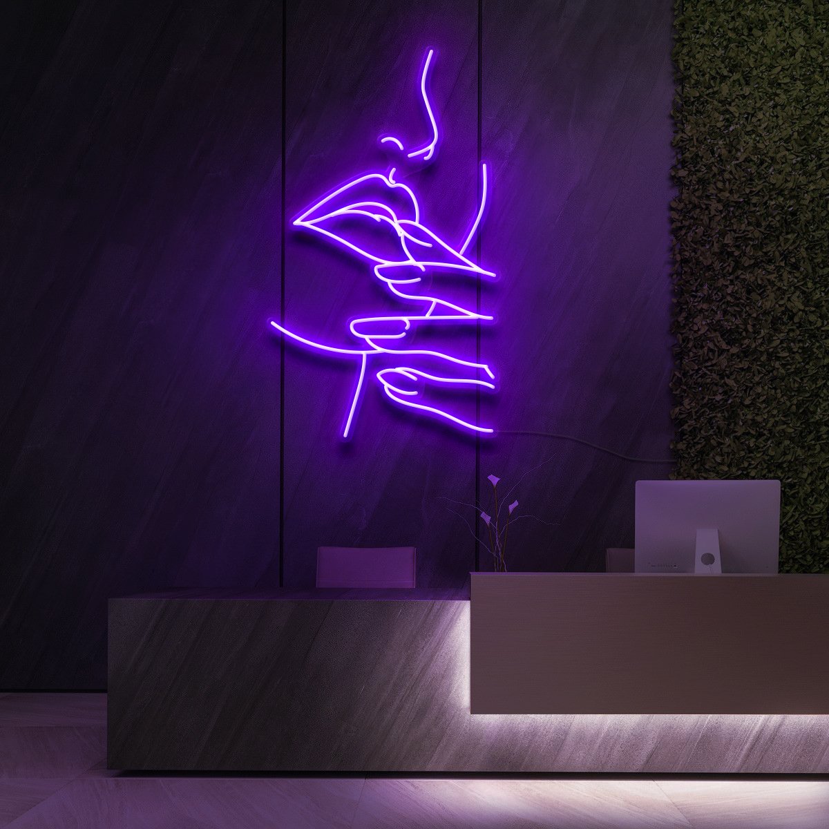 "A Pretty Face" Neon Sign for Beauty Salons & Cosmetic Studios 90cm (3ft) / Purple / LED Neon by Neon Icons