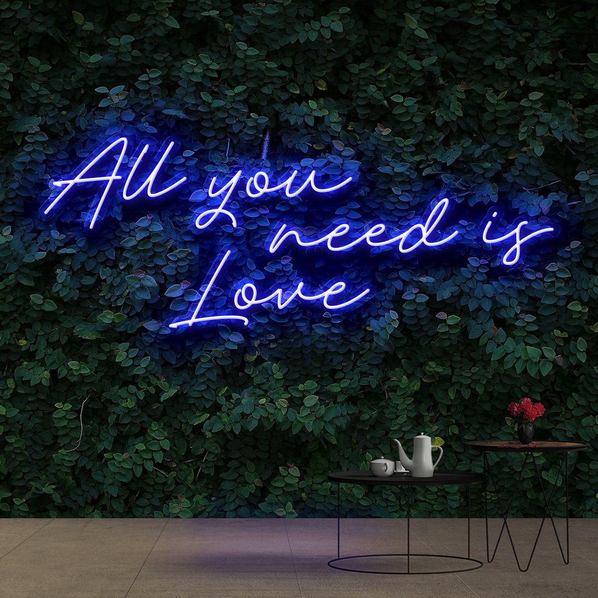 "All You Need Is Love" Neon Sign 90cm (3ft) / Blue / Cut to Shape by Neon Icons