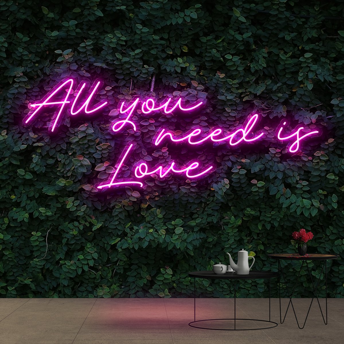"All You Need Is Love" Neon Sign 90cm (3ft) / Pink / Cut to Shape by Neon Icons