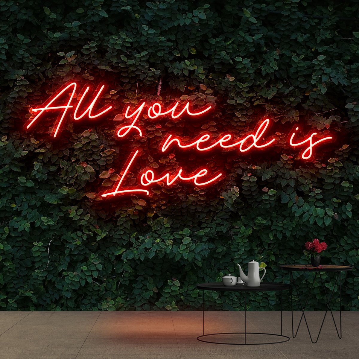"All You Need Is Love" Neon Sign 90cm (3ft) / Red / Cut to Shape by Neon Icons