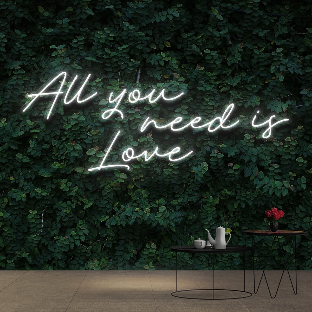 "All You Need Is Love" Neon Sign 90cm (3ft) / White / Cut to Shape by Neon Icons