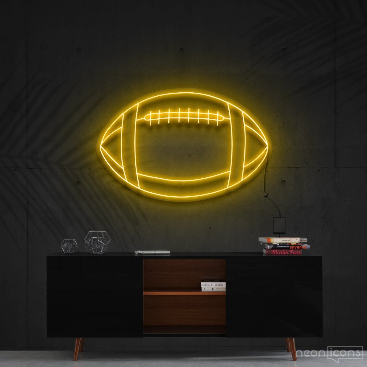 "American Football" Neon Sign 60cm (2ft) / Yellow / Cut to Shape by Neon Icons