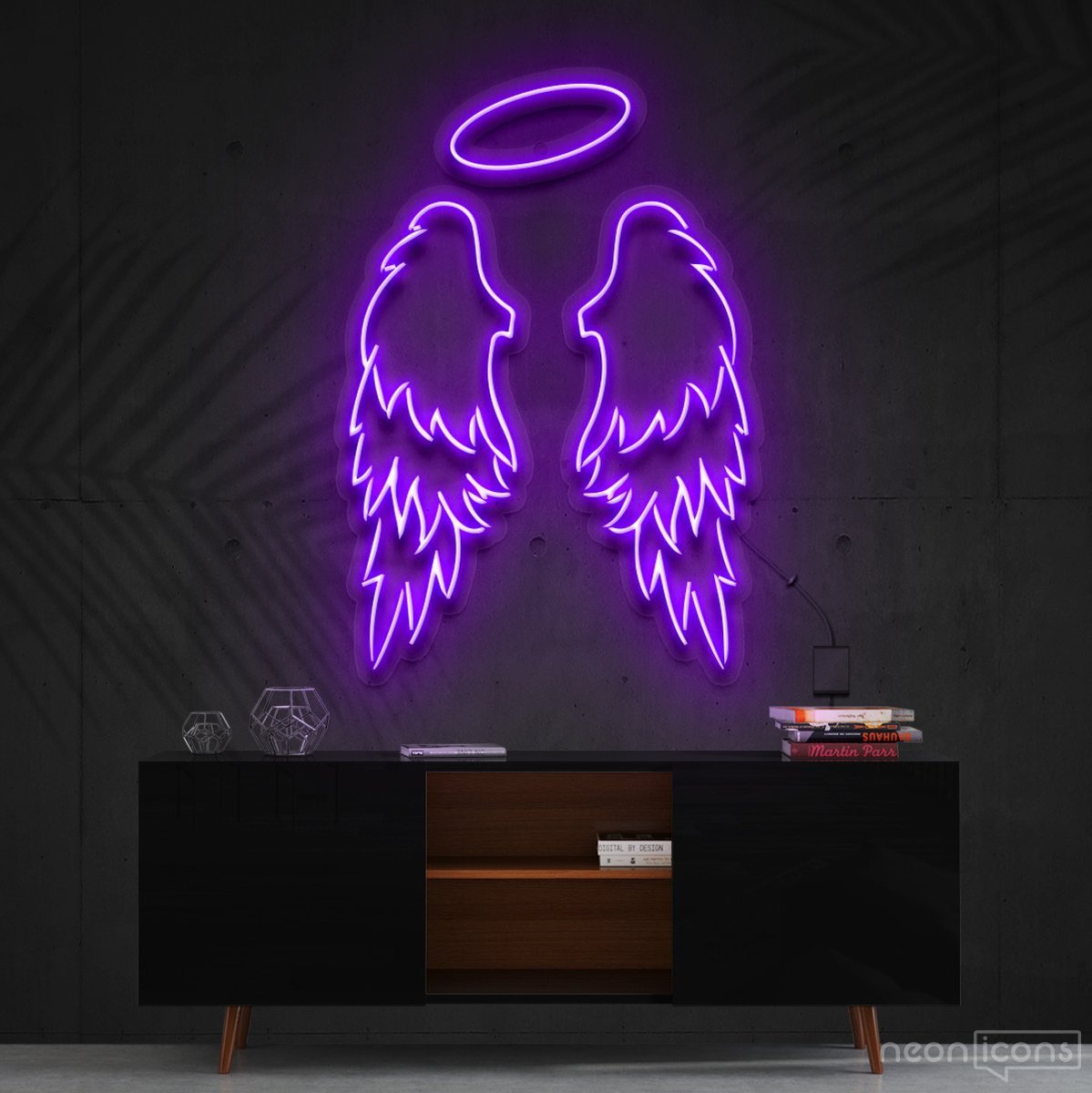 "Angel Wings" Neon Sign 90cm (3ft) / Purple / Cut to Shape by Neon Icons