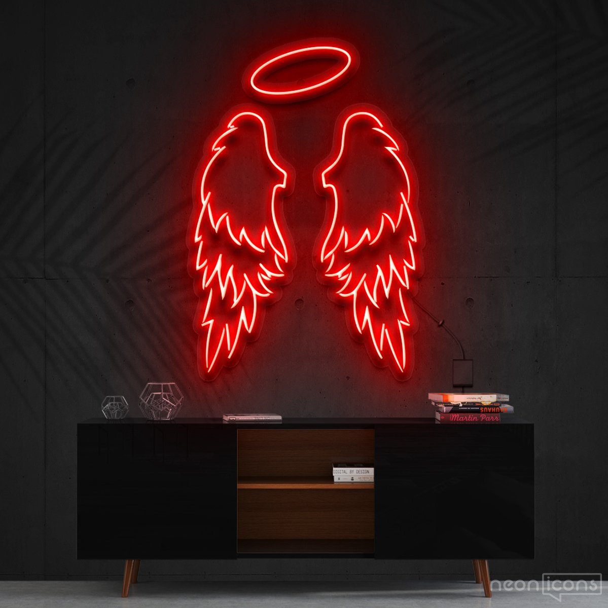 "Angel Wings" Neon Sign 90cm (3ft) / Red / Cut to Shape by Neon Icons