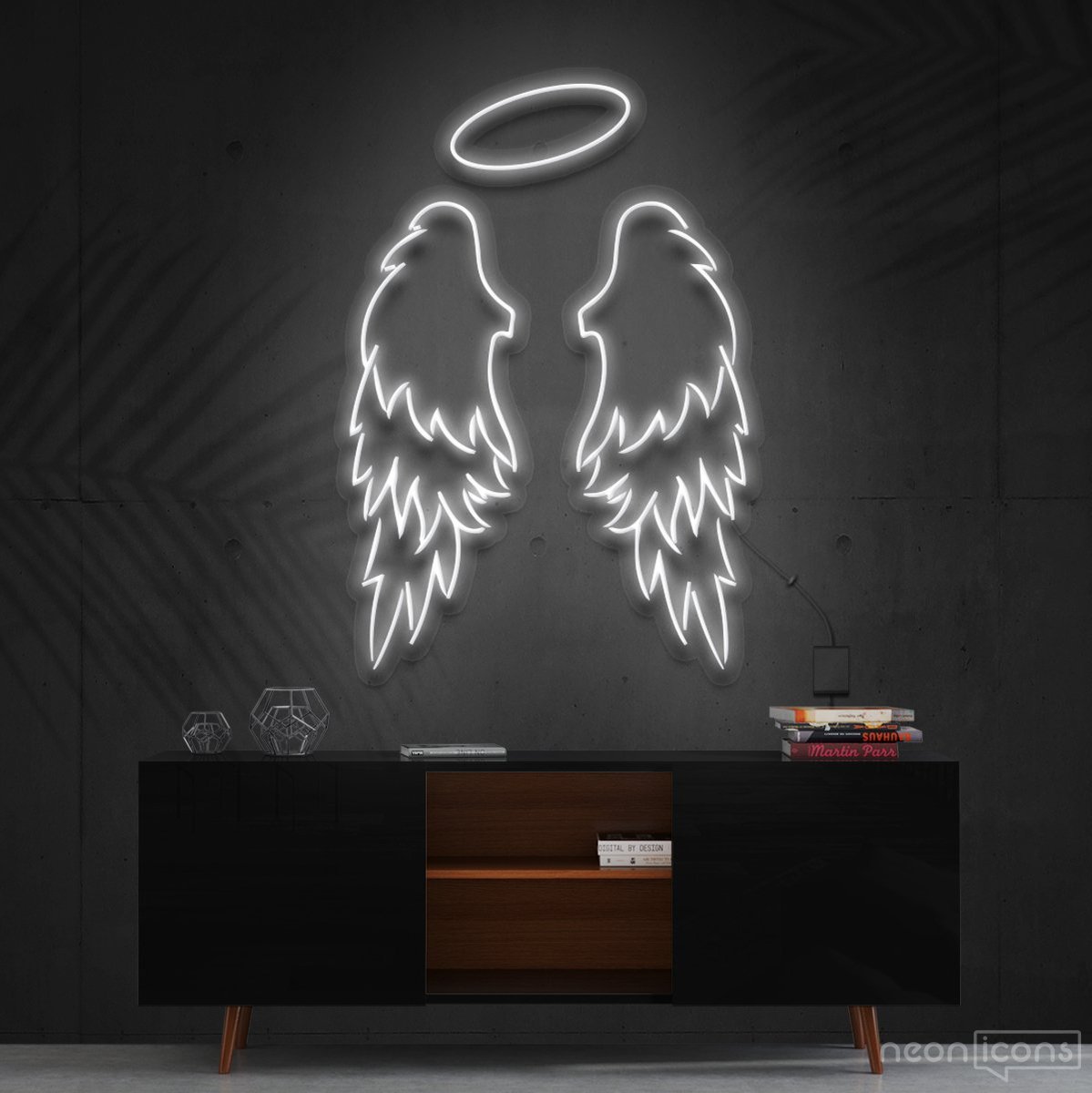 "Angel Wings" Neon Sign 90cm (3ft) / White / Cut to Shape by Neon Icons