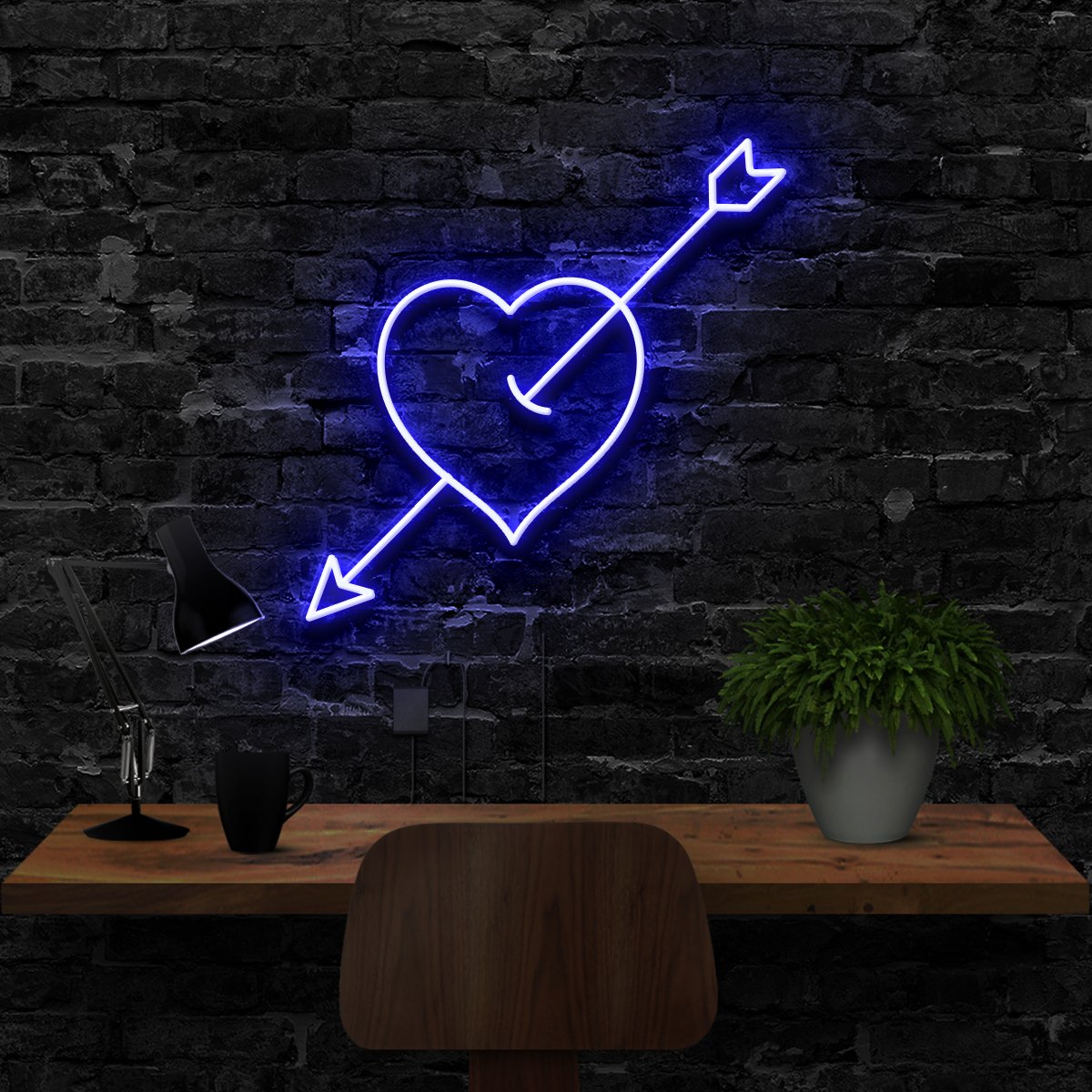 "Arrow Through The Heart" Neon Sign 40cm (1.3ft) / Blue / LED Neon by Neon Icons