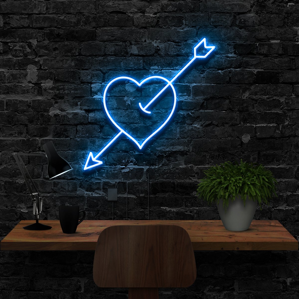 "Arrow Through The Heart" Neon Sign 40cm (1.3ft) / Ice Blue / LED Neon by Neon Icons