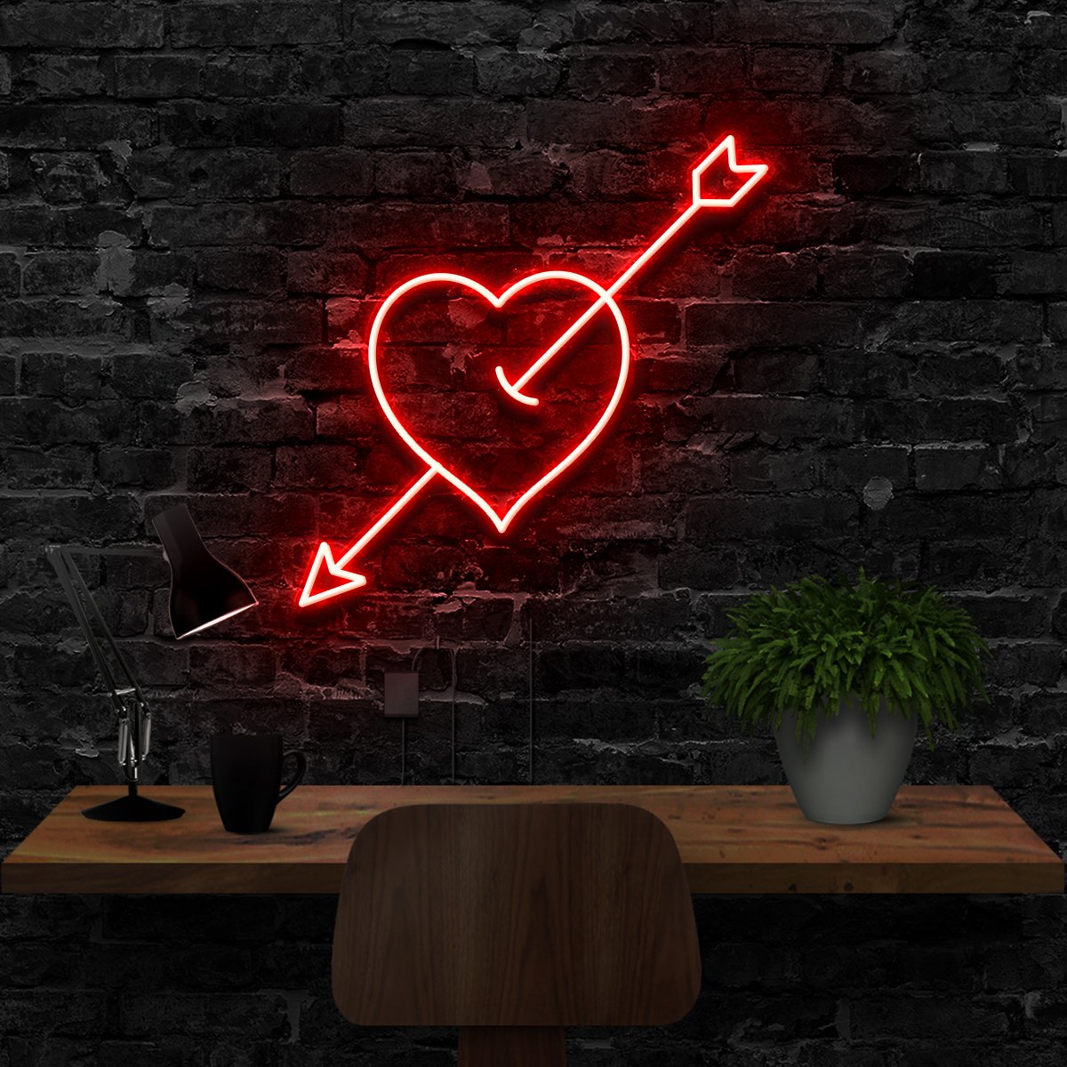 "Arrow Through The Heart" Neon Sign 40cm (1.3ft) / Red / LED Neon by Neon Icons