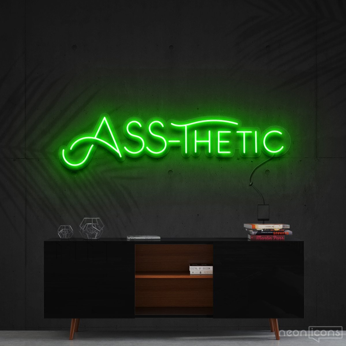 "Ass-Thetic" Neon Sign 60cm (2ft) / Green / Cut to Shape by Neon Icons