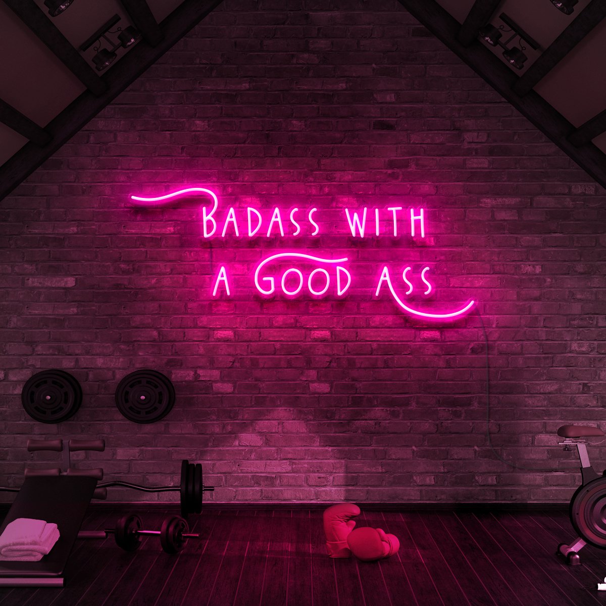 "Badass With a Good Ass" Neon Sign for Gyms & Fitness Studios by Neon Icons