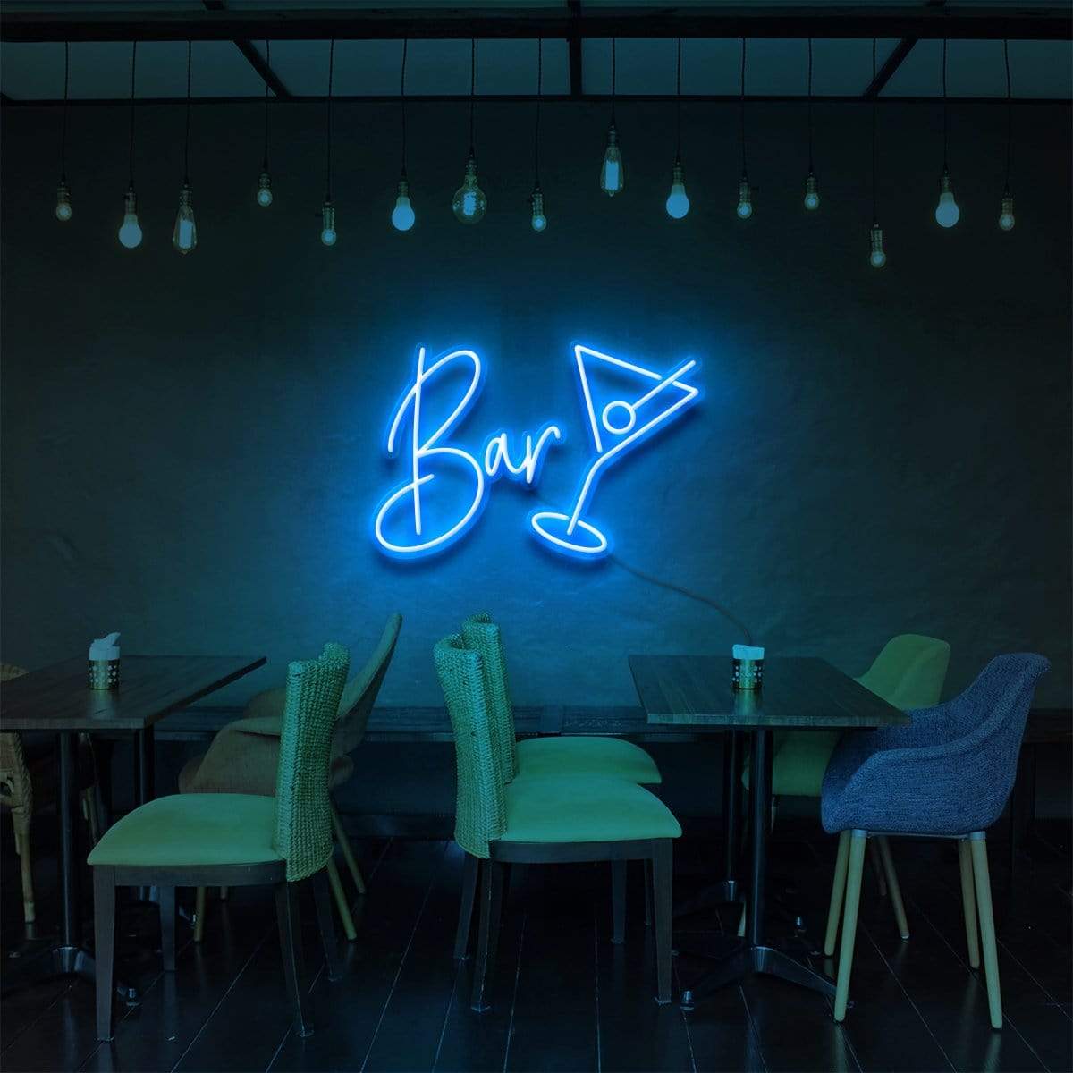 "Bar" Neon Sign for Bars & Restaurants 60cm (2ft) / Ice Blue / LED Neon by Neon Icons