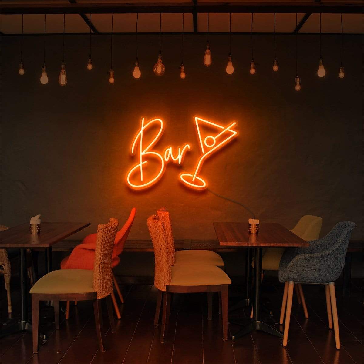 "Bar" Neon Sign for Bars & Restaurants 60cm (2ft) / Orange / LED Neon by Neon Icons