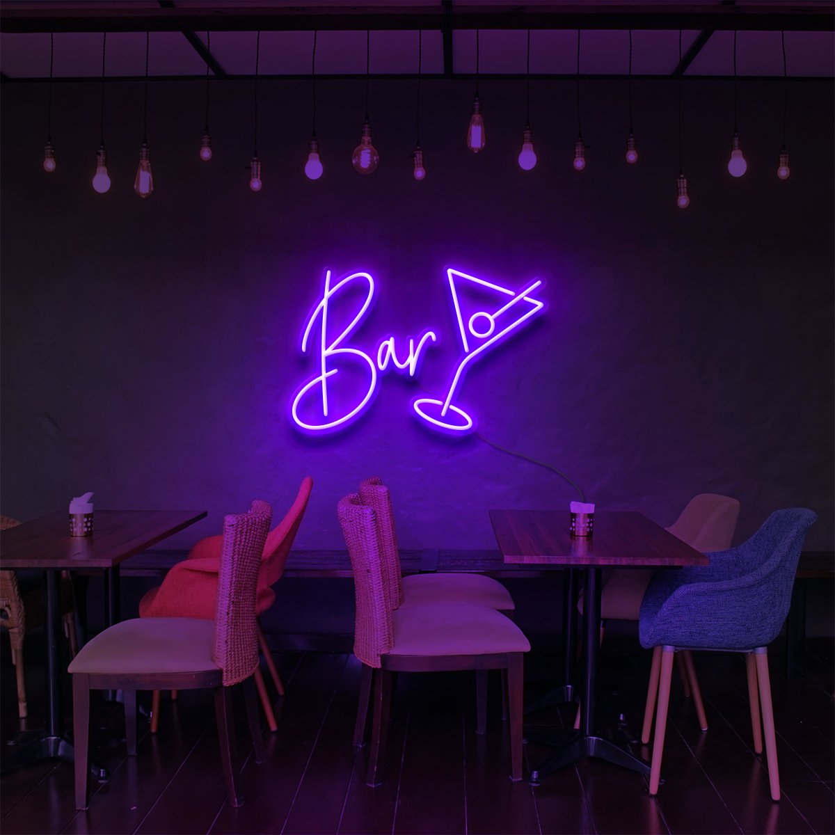 "Bar" Neon Sign for Bars & Restaurants 60cm (2ft) / Purple / LED Neon by Neon Icons