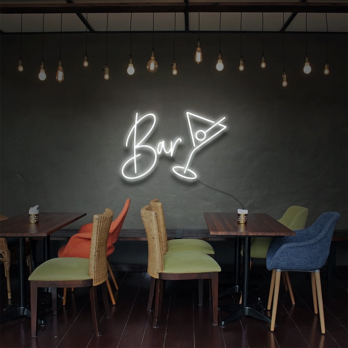 "Bar" Neon Sign for Bars & Restaurants 60cm (2ft) / White / LED Neon by Neon Icons