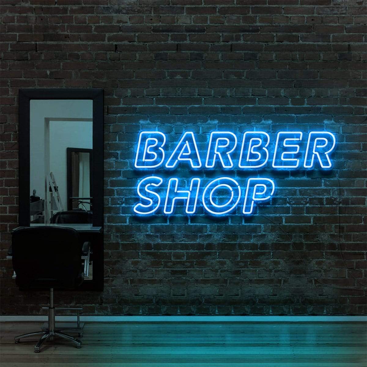 "Barbershop" Neon Sign for Hair Salons & Barbershops 60cm (2ft) / Ice Blue / LED Neon by Neon Icons