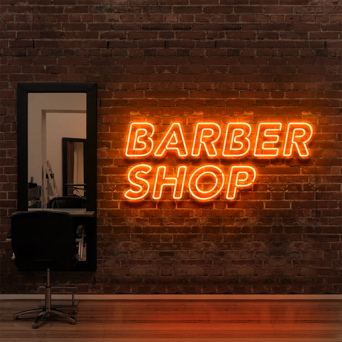 "Barbershop" Neon Sign for Hair Salons & Barbershops 60cm (2ft) / Orange / LED Neon by Neon Icons