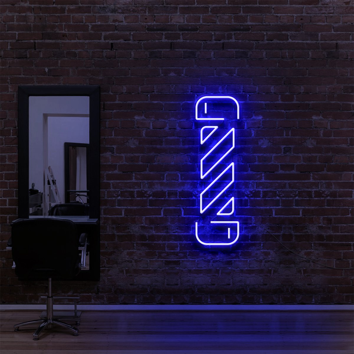 "Barbershop Twister" Neon Sign for Hair Salons & Barbershops 60cm (2ft) / Blue / LED Neon by Neon Icons