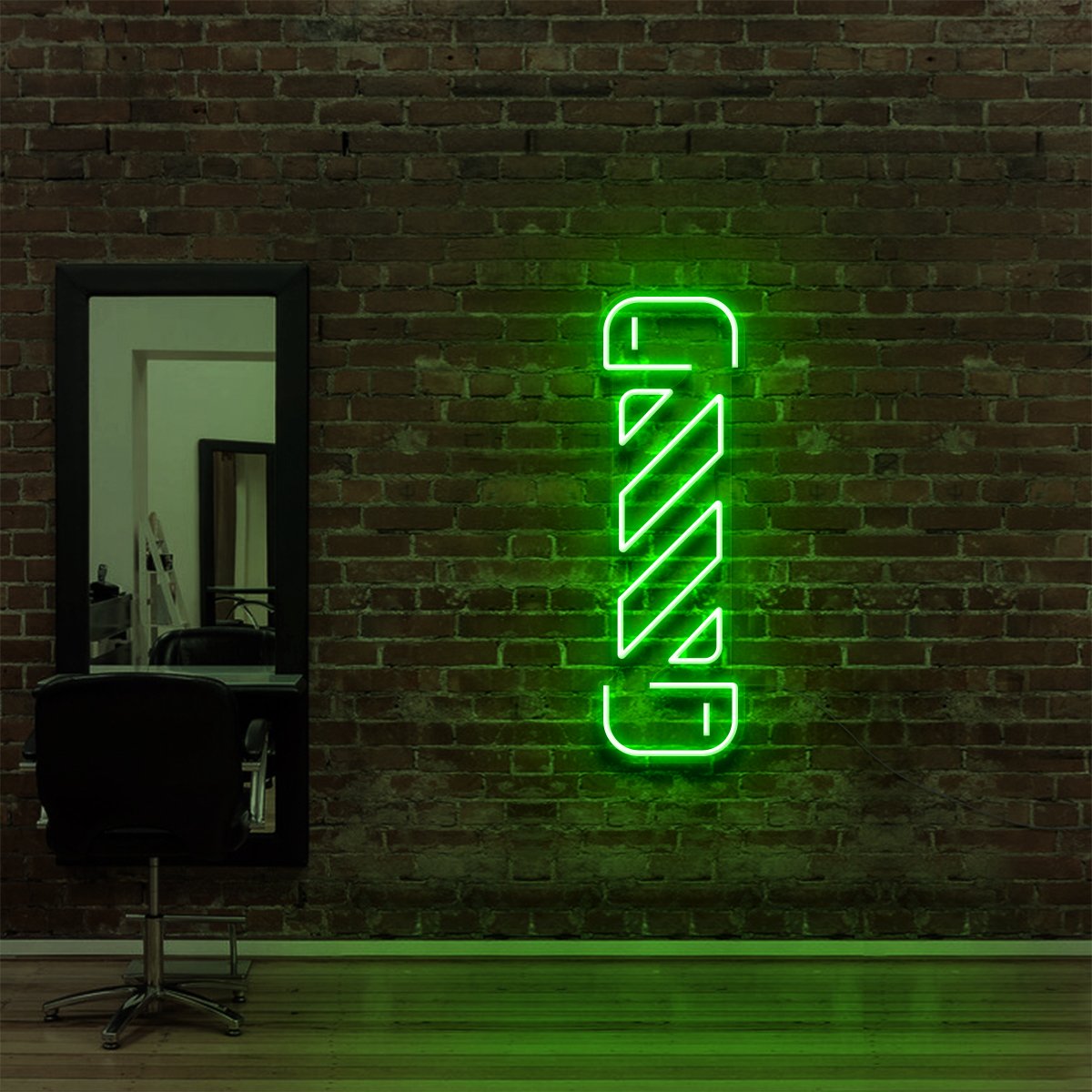 "Barbershop Twister" Neon Sign for Hair Salons & Barbershops 60cm (2ft) / Green / LED Neon by Neon Icons