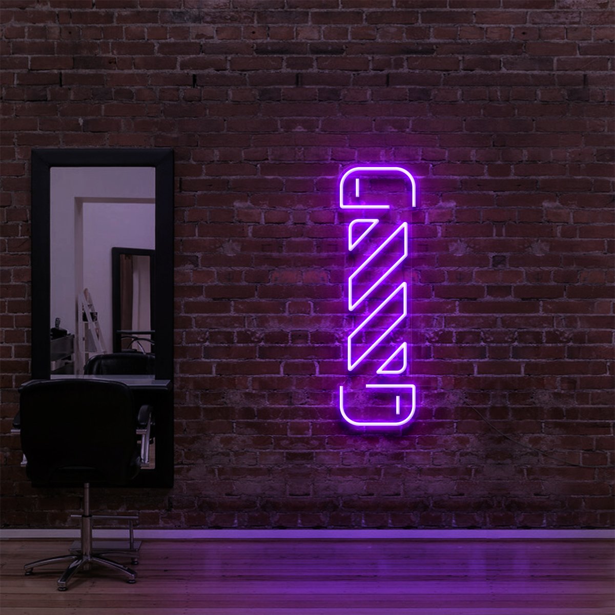 "Barbershop Twister" Neon Sign for Hair Salons & Barbershops 60cm (2ft) / Purple / LED Neon by Neon Icons