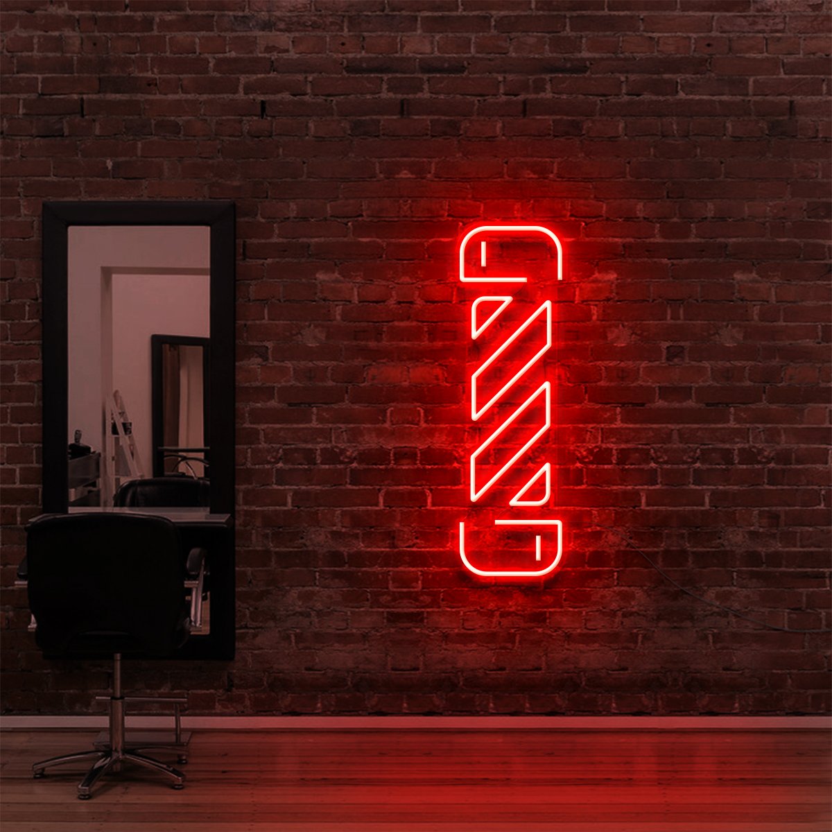 "Barbershop Twister" Neon Sign for Hair Salons & Barbershops 60cm (2ft) / Red / LED Neon by Neon Icons