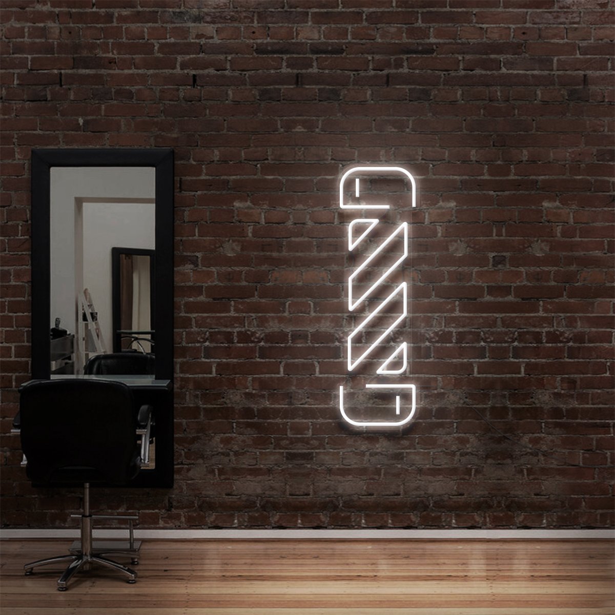 "Barbershop Twister" Neon Sign for Hair Salons & Barbershops 60cm (2ft) / White / LED Neon by Neon Icons