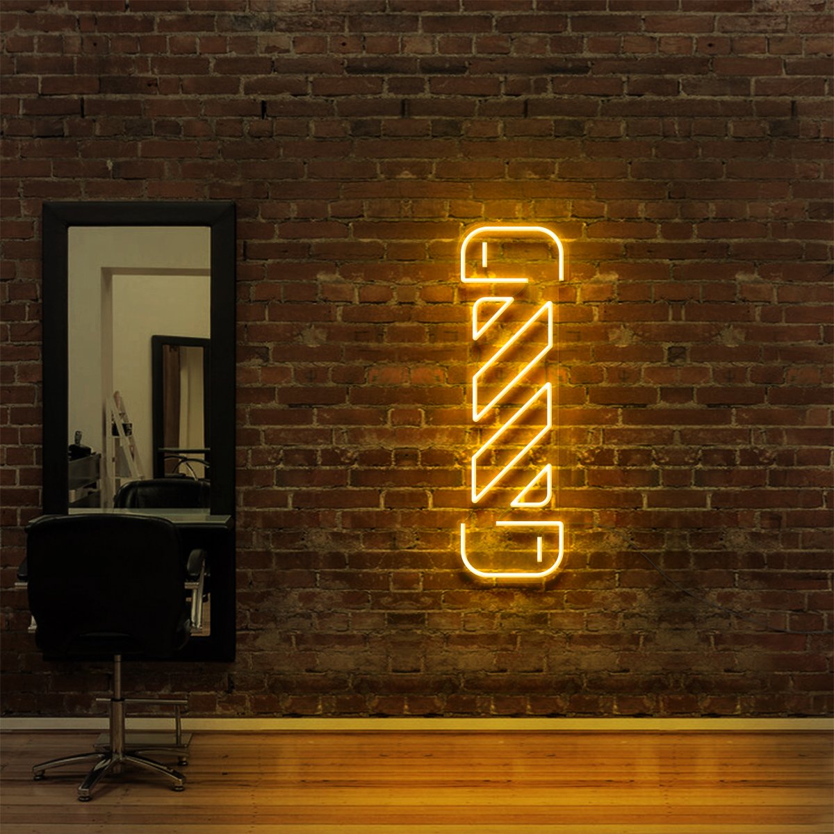"Barbershop Twister" Neon Sign for Hair Salons & Barbershops 60cm (2ft) / Yellow / LED Neon by Neon Icons