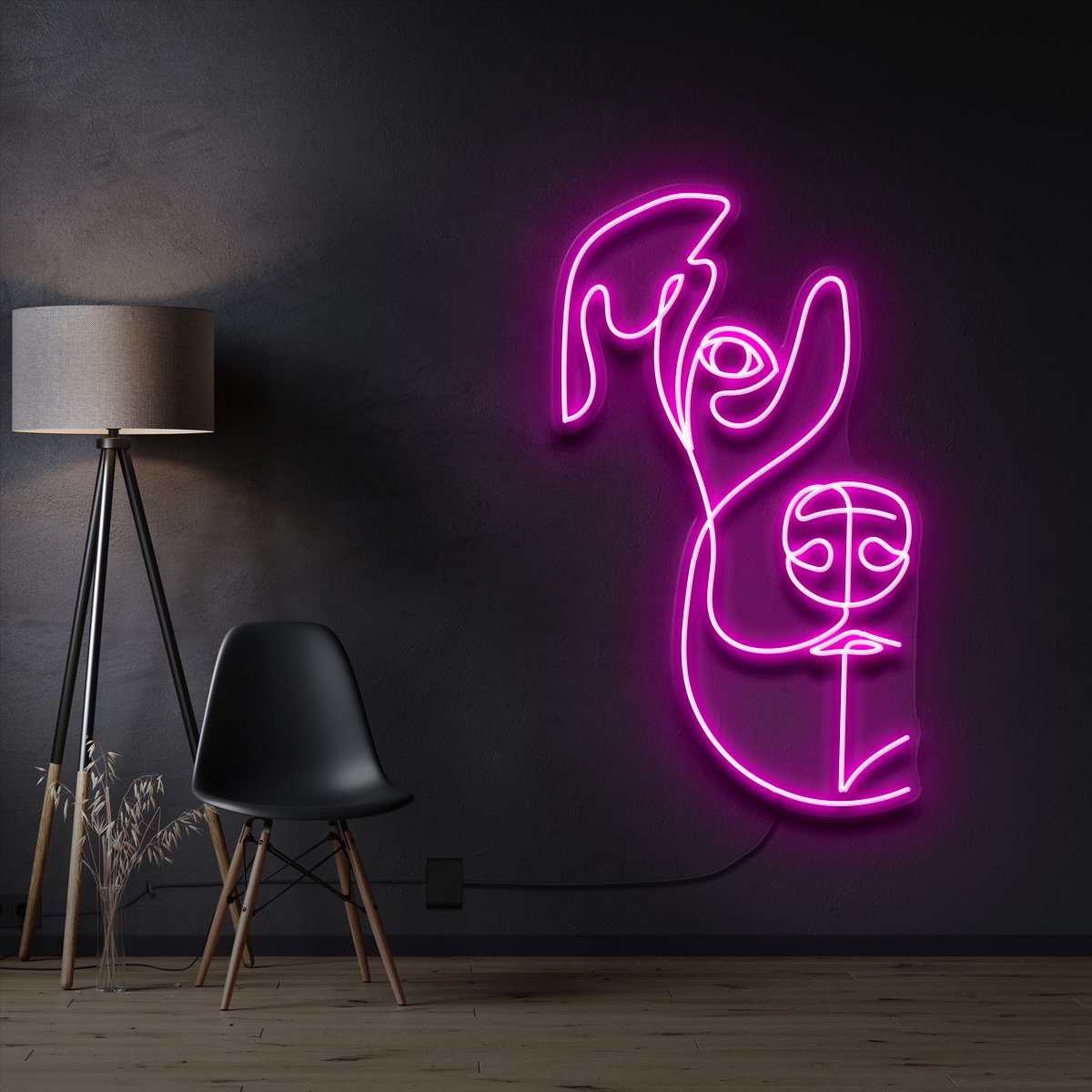 "Beagle Line Art" Pet Neon Sign 60cm / Pink / Cut to Shape by Neon Icons