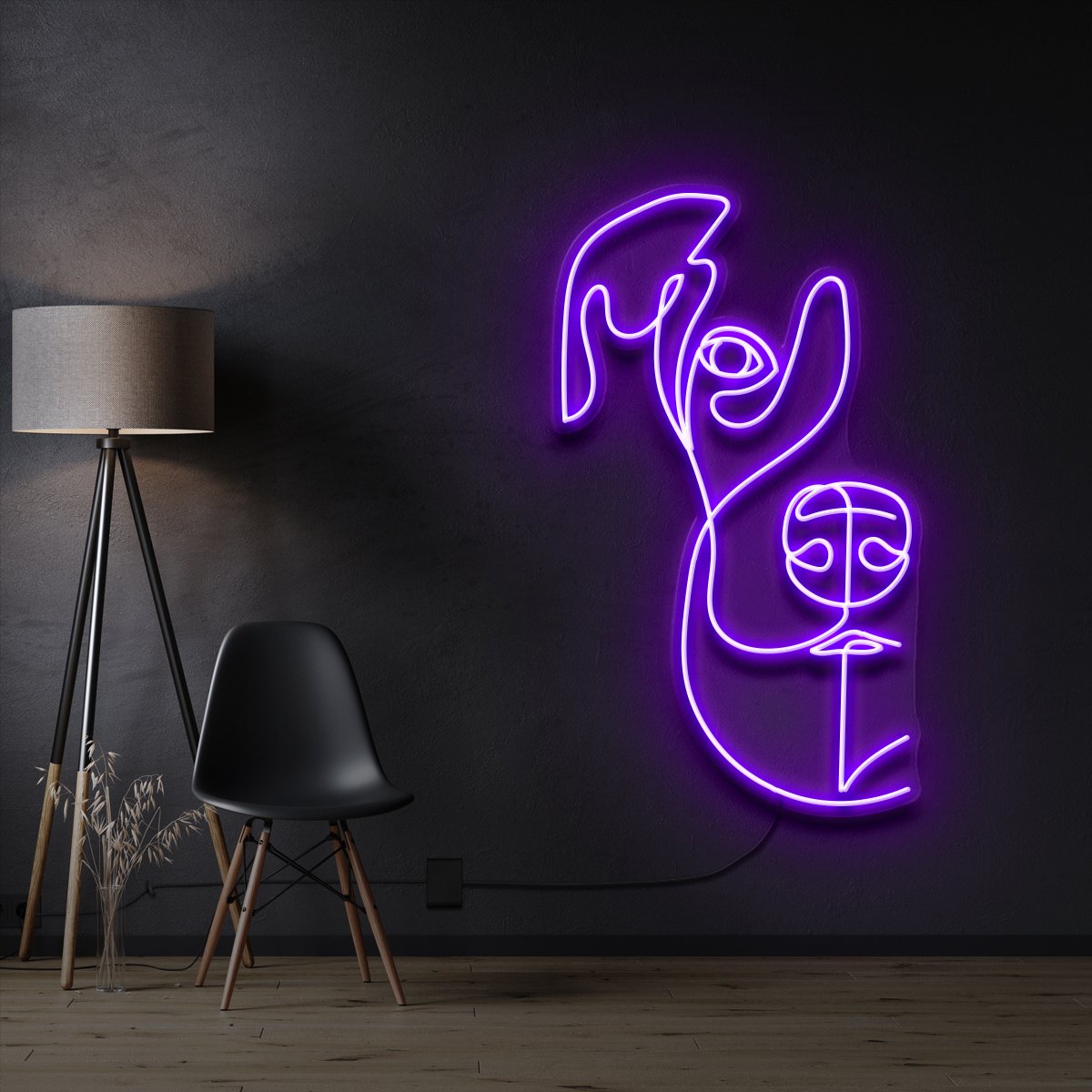 "Beagle Line Art" Pet Neon Sign 60cm / Purple / Cut to Shape by Neon Icons