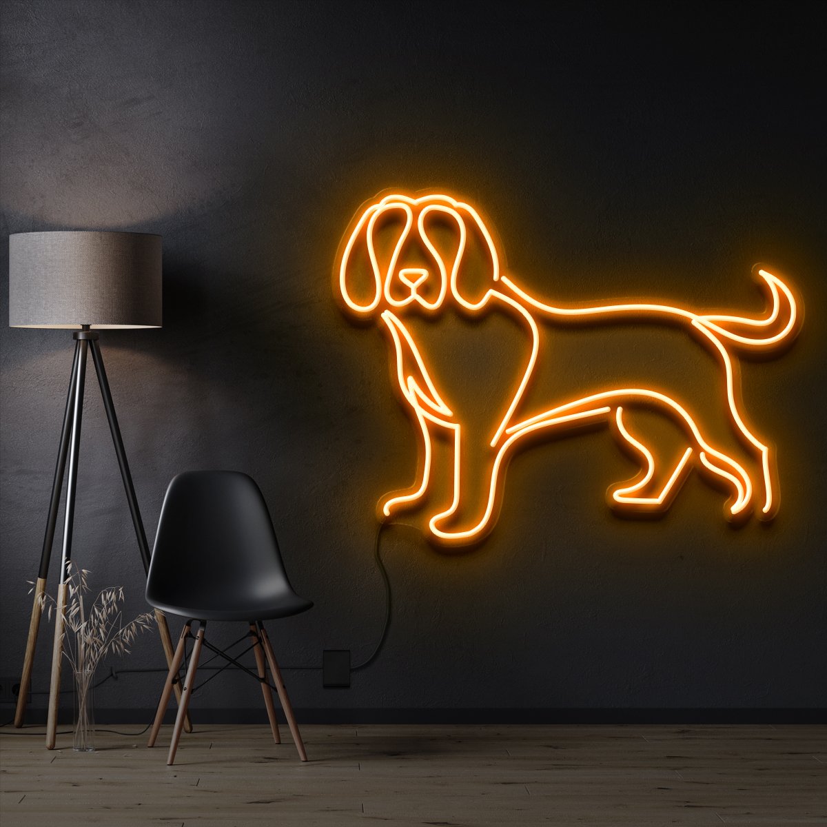 "Beagle" Pet Neon Sign 60cm / Orange / Cut to Shape by Neon Icons