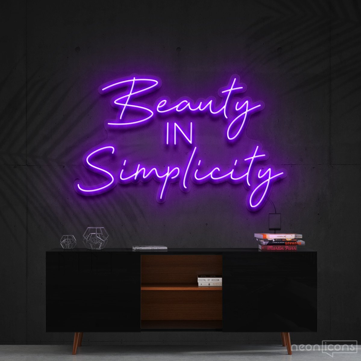"Beauty in Simplicity" Neon Sign 60cm (2ft) / Purple / Cut to Shape by Neon Icons