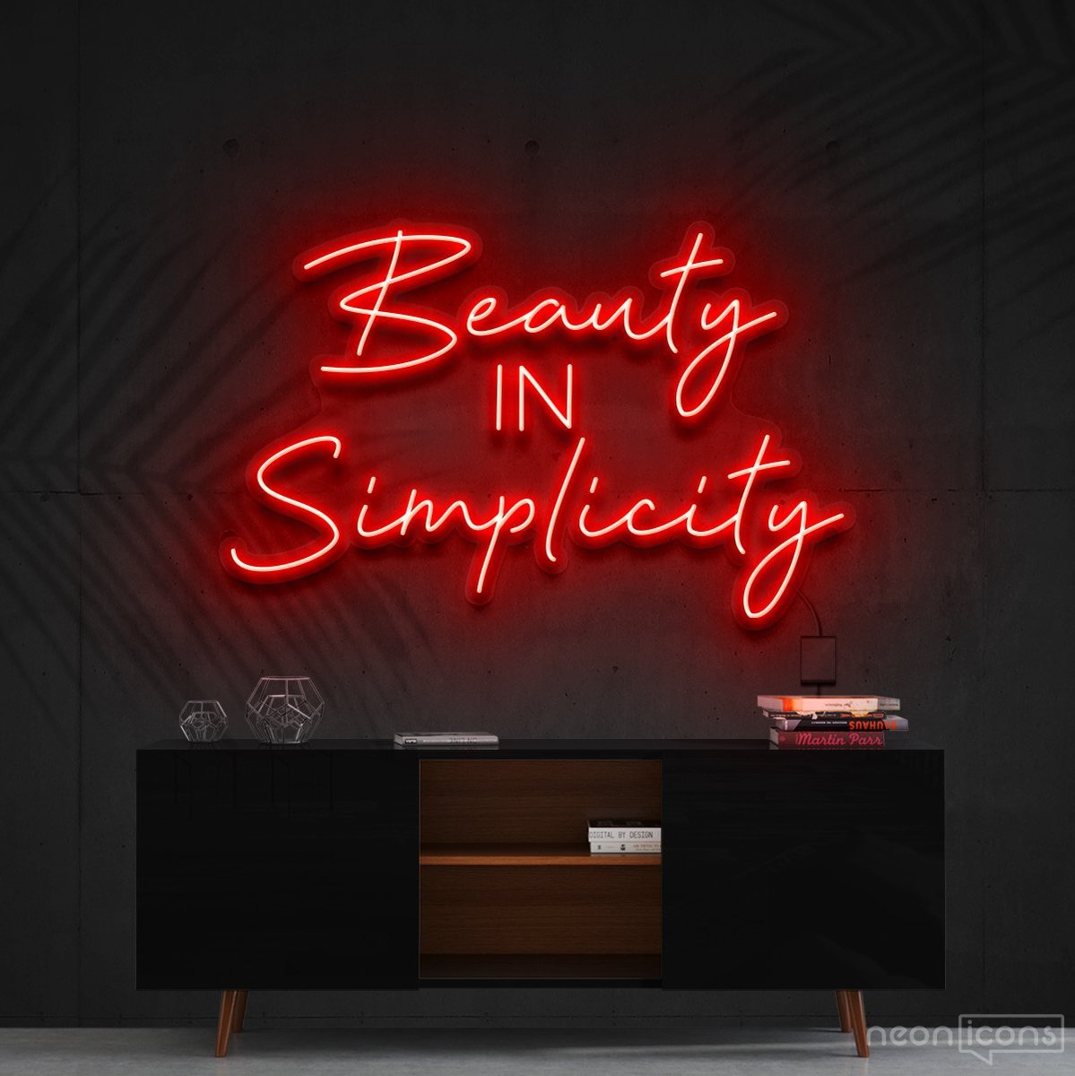 "Beauty in Simplicity" Neon Sign 60cm (2ft) / Red / Cut to Shape by Neon Icons