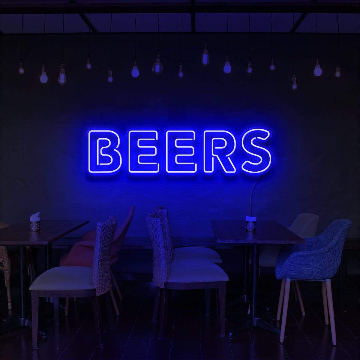 "Beers" Neon Sign for Bars & Restaurants 60cm (2ft) / Blue / LED Neon by Neon Icons