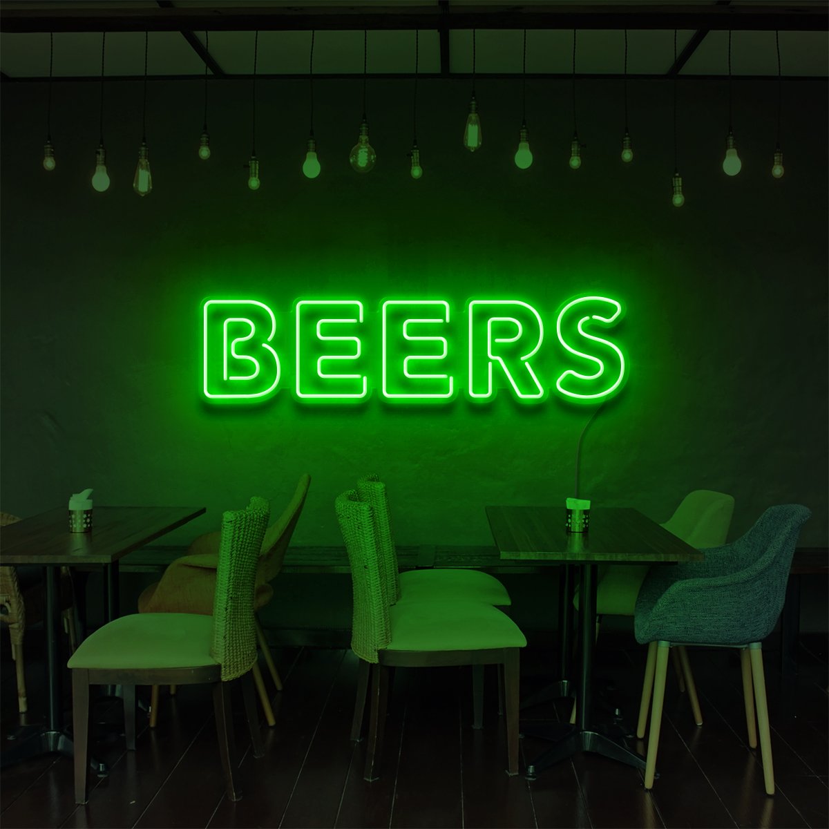 "Beers" Neon Sign for Bars & Restaurants 60cm (2ft) / Green / LED Neon by Neon Icons