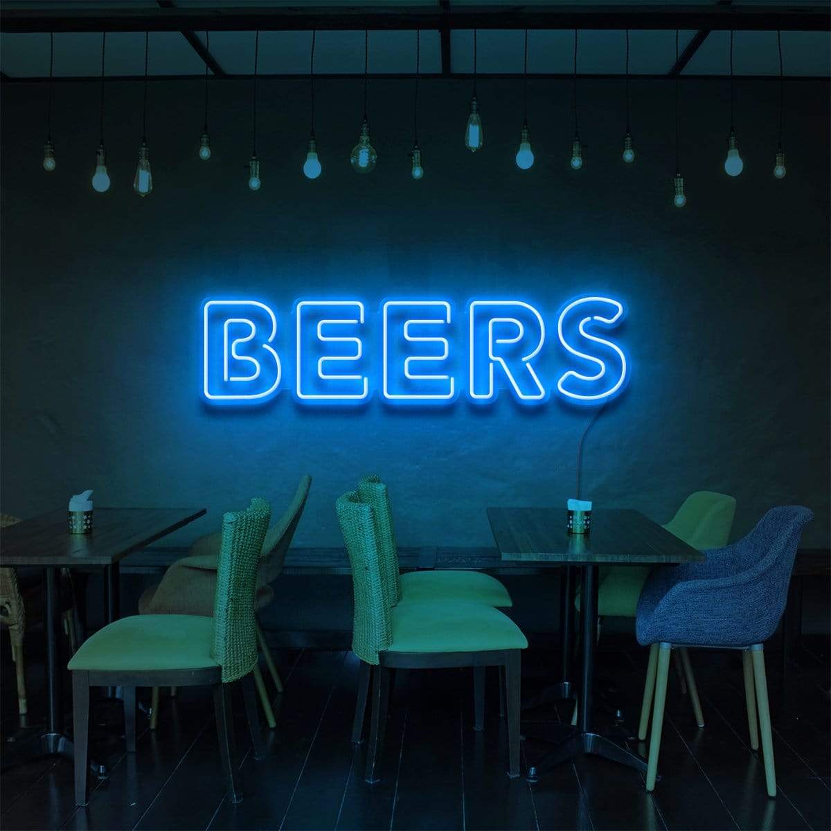 "Beers" Neon Sign for Bars & Restaurants 60cm (2ft) / Ice Blue / LED Neon by Neon Icons