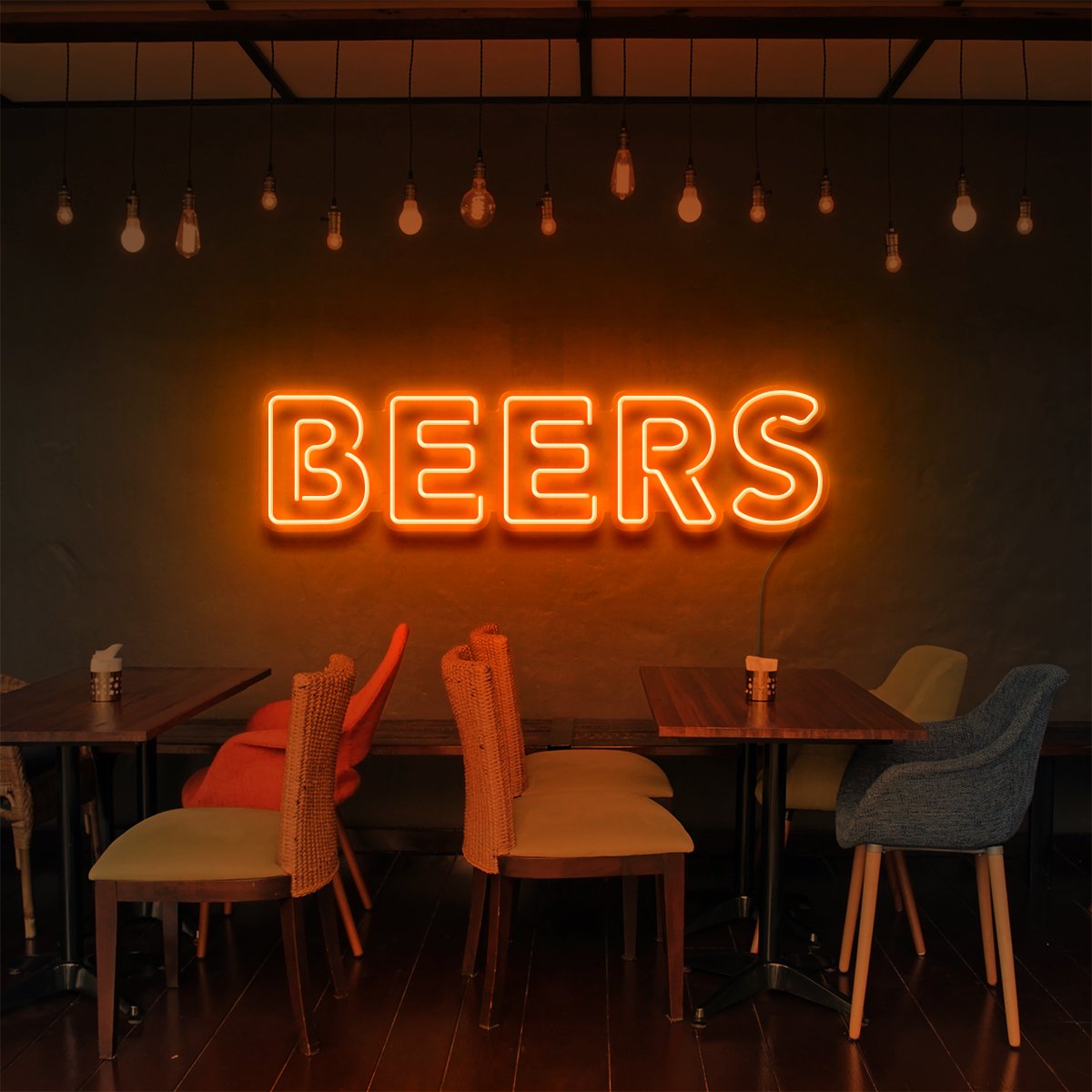 "Beers" Neon Sign for Bars & Restaurants 60cm (2ft) / Orange / LED Neon by Neon Icons