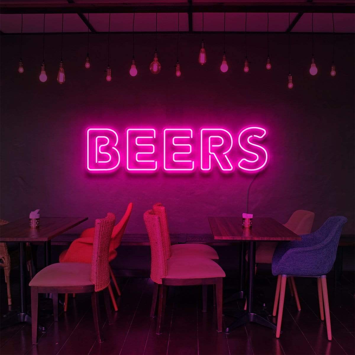 "Beers" Neon Sign for Bars & Restaurants 60cm (2ft) / Pink / LED Neon by Neon Icons
