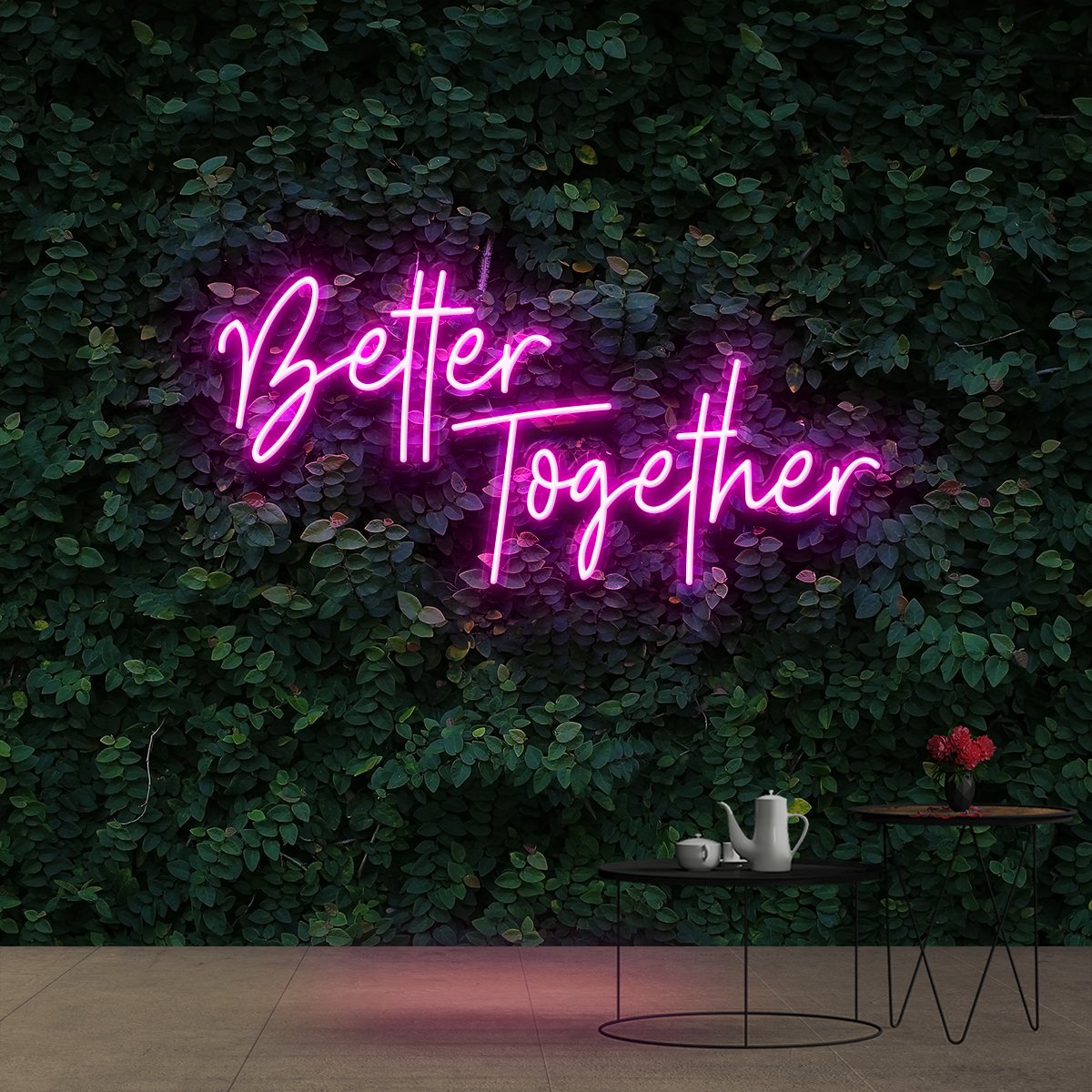"Better Together" Neon Sign 60cm (2ft) / Pink / Cut to Shape by Neon Icons