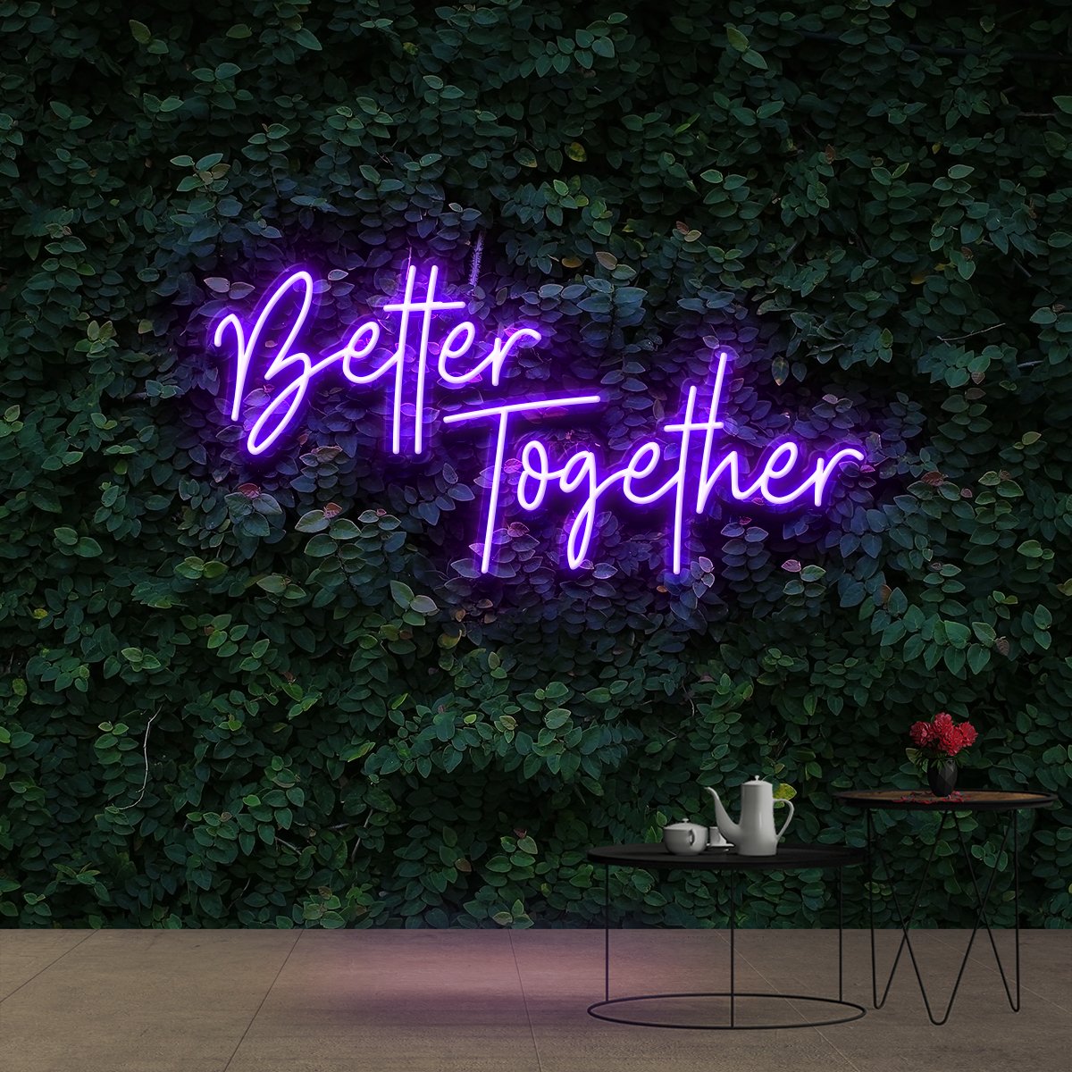 "Better Together" Neon Sign 60cm (2ft) / Purple / Cut to Shape by Neon Icons