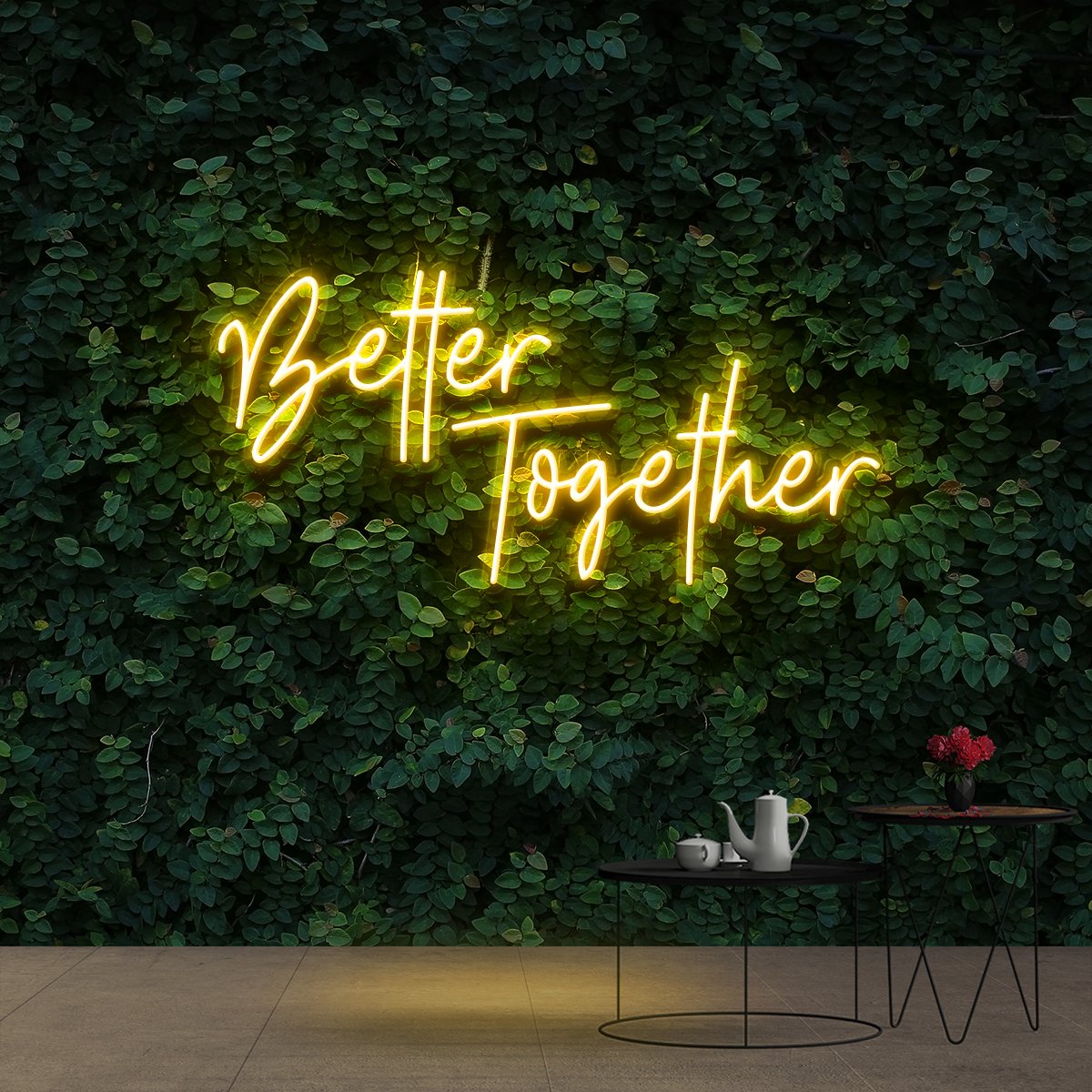 "Better Together" Neon Sign 60cm (2ft) / Yellow / Cut to Shape by Neon Icons