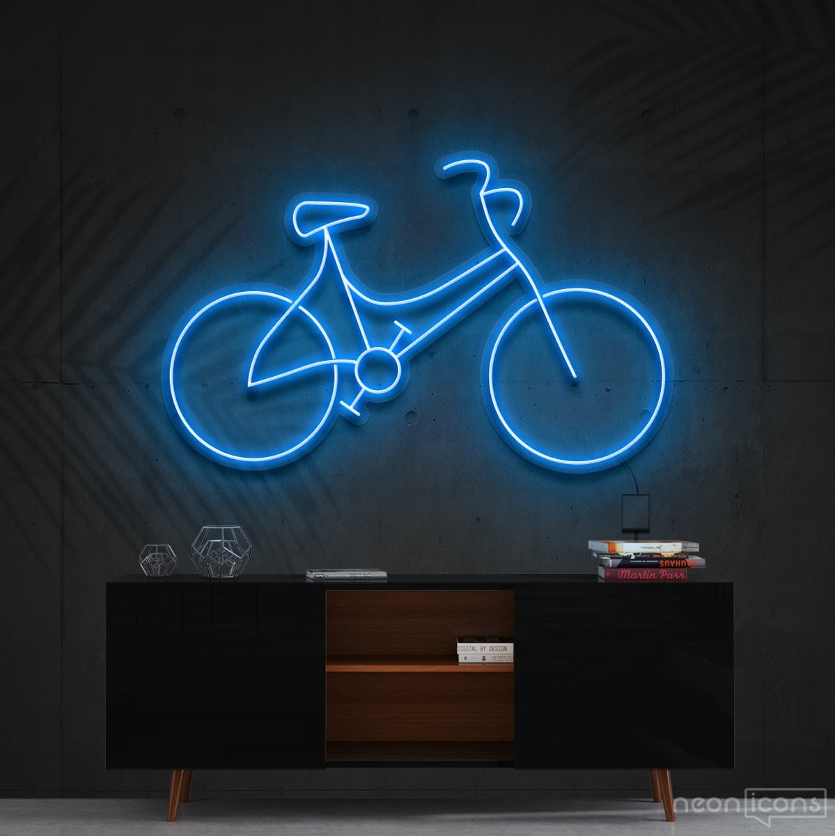 "Bicycle" Neon Sign 60cm (2ft) / Ice Blue / Cut to Shape by Neon Icons