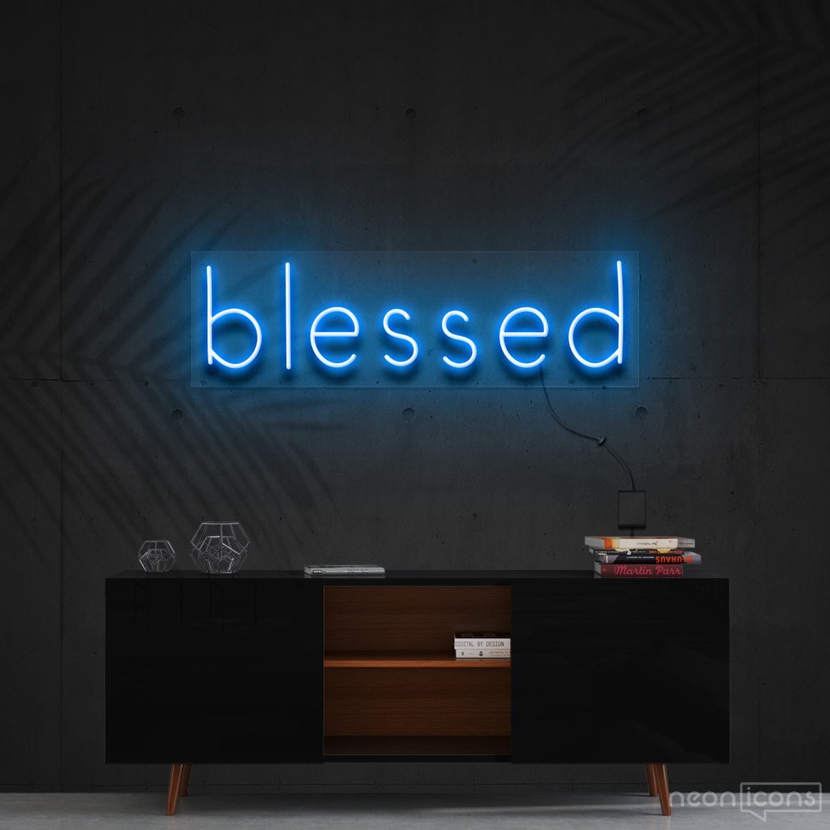 "Blessed" Neon Sign 60cm (2ft) / Ice Blue / Cut to Shape by Neon Icons