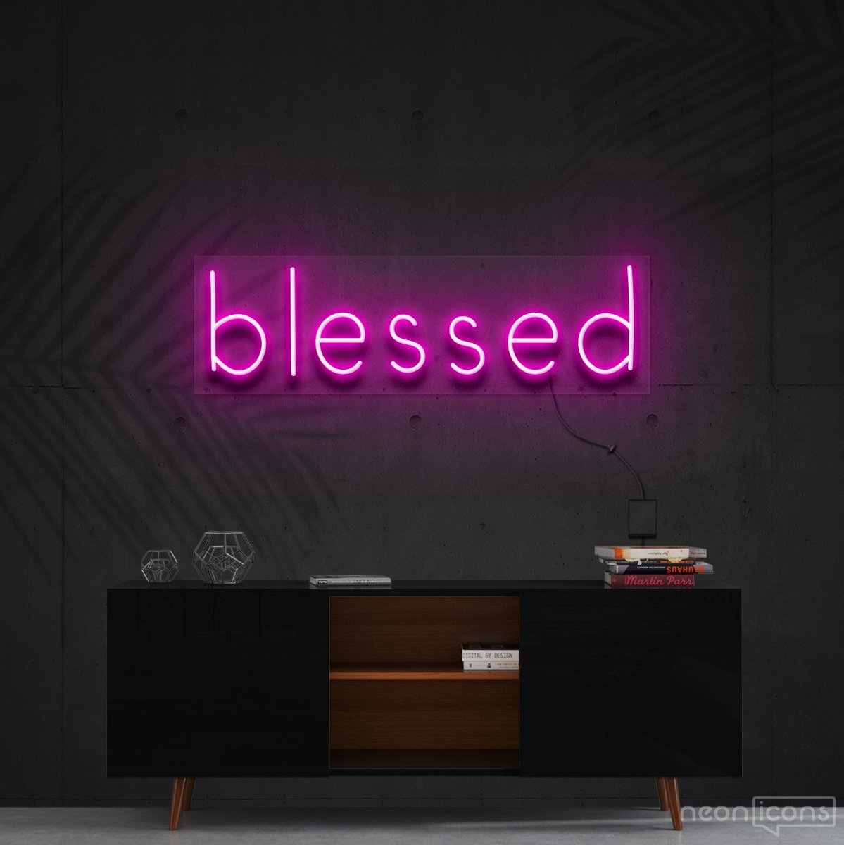 "Blessed" Neon Sign 60cm (2ft) / Pink / Cut to Shape by Neon Icons