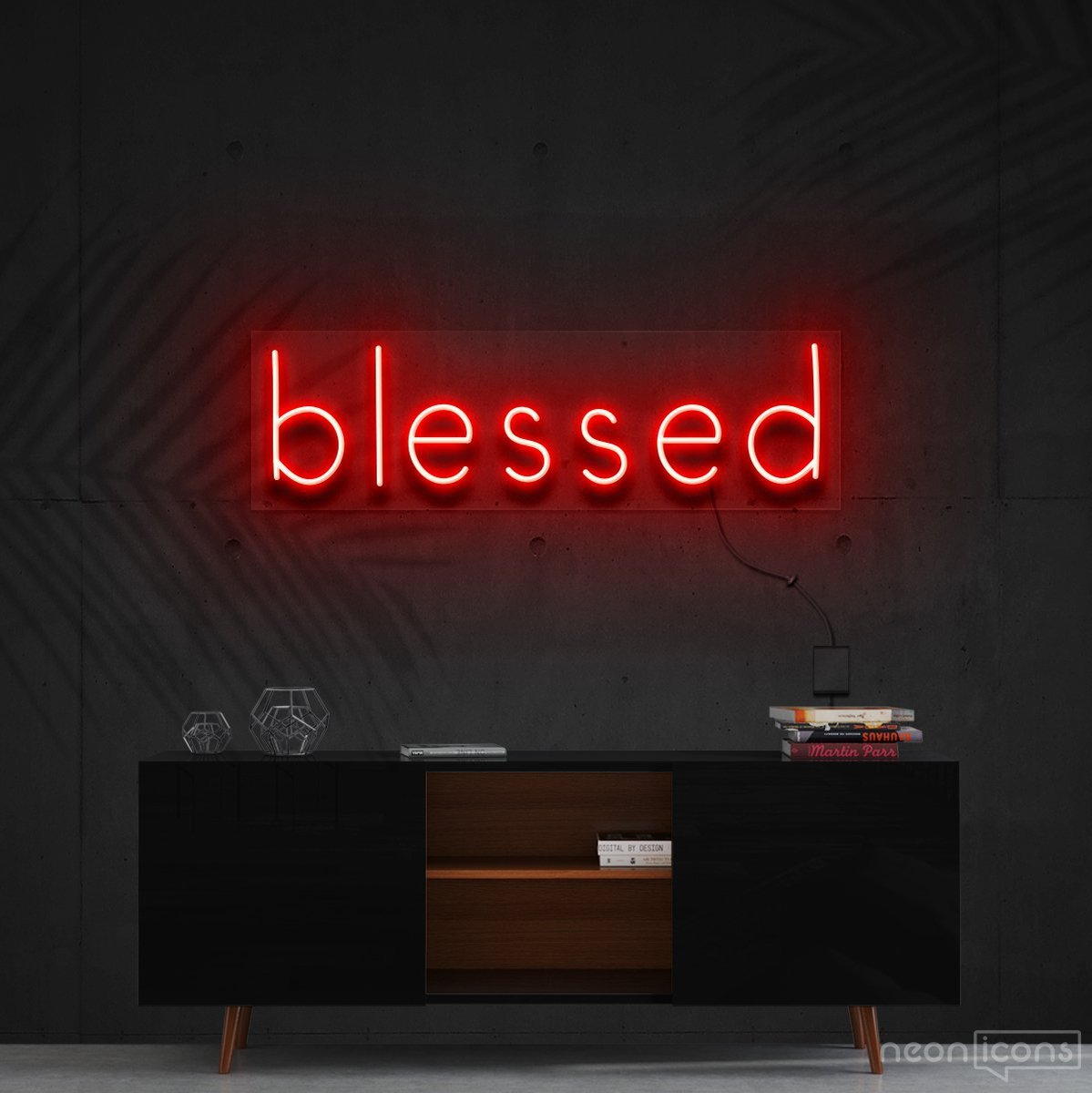 "Blessed" Neon Sign 60cm (2ft) / Red / Cut to Shape by Neon Icons