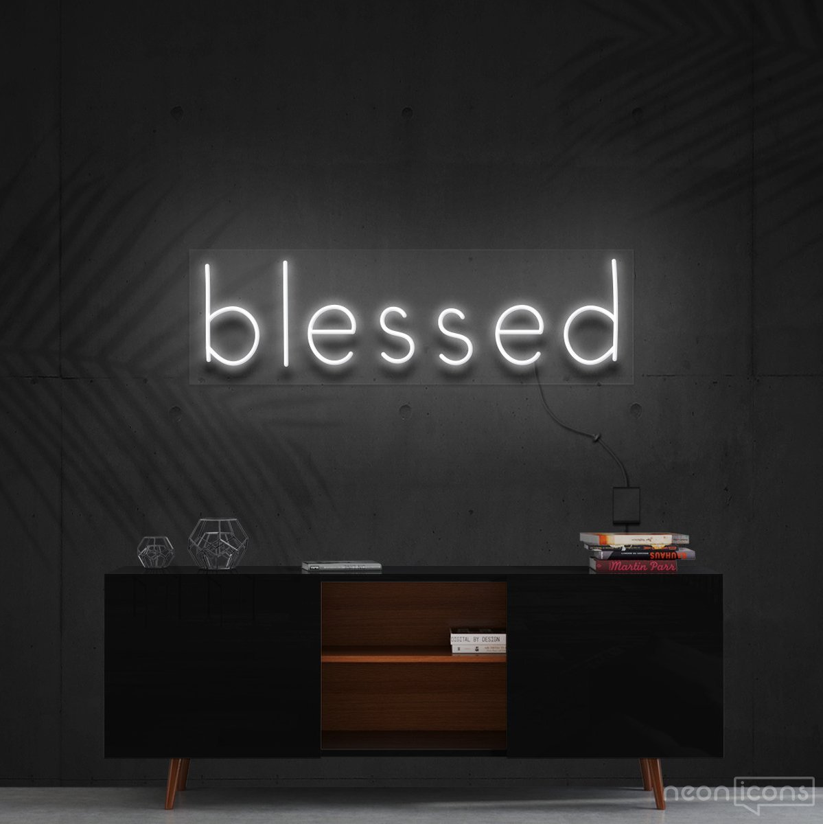 "Blessed" Neon Sign 60cm (2ft) / White / Cut to Shape by Neon Icons