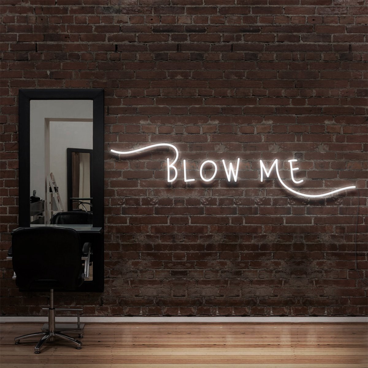 "Blow Me" Neon Sign for Hair Salons & Barbershops 60cm (2ft) / White / LED Neon by Neon Icons