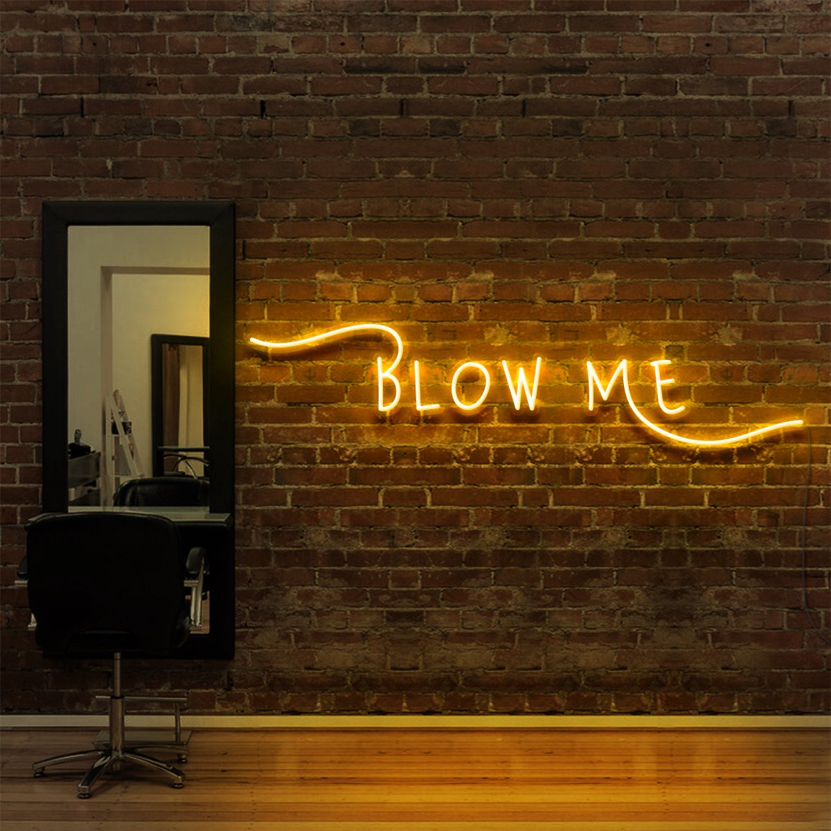 "Blow Me" Neon Sign for Hair Salons & Barbershops 60cm (2ft) / Yellow / LED Neon by Neon Icons