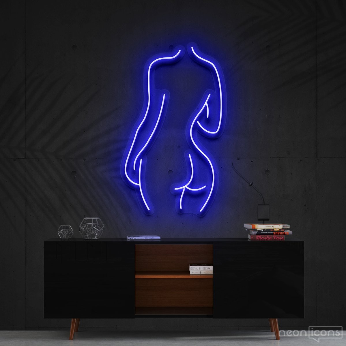 "Body Outline" Neon Sign 60cm (2ft) / Blue / Cut to Shape by Neon Icons