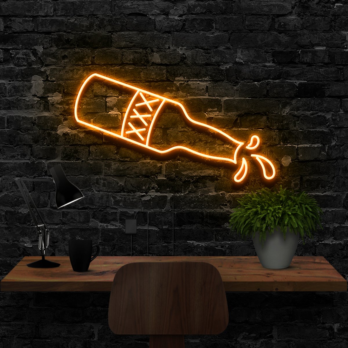 "Booze Bottle" Neon Sign 40cm (1.3ft) / Orange / LED Neon by Neon Icons